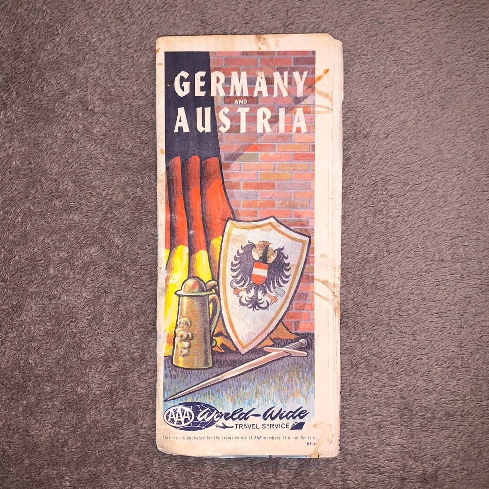 Germany and Austria AAA international travel service fold out map 1966